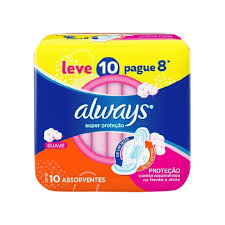 ABSORVENTE ALWAYS BASICA SUAVE COM ABAS COM 10 UNIDADES