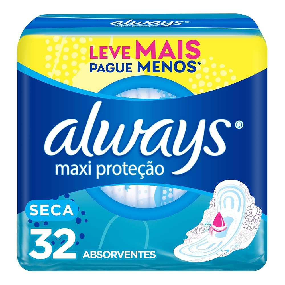 Imagem do produto ABSORVENTE ALWAYS SECA MAXI PROTECAO COM ABAS COM 32 UNIDADES
