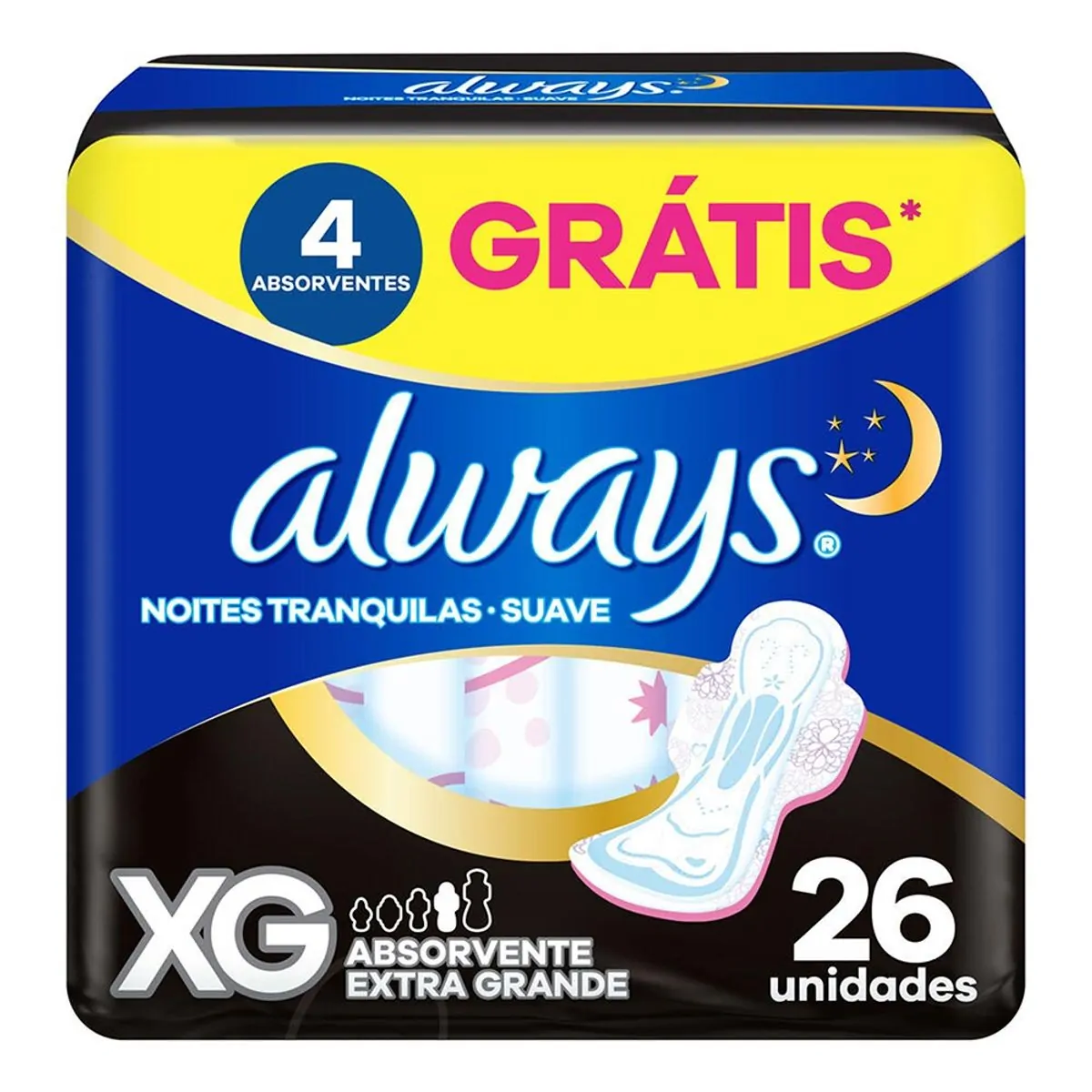 Imagem do produto ABSORVENTE ALWAYS SUAVE NOTURNO 28CM COM ABAS XG COM 26 UNIDADES