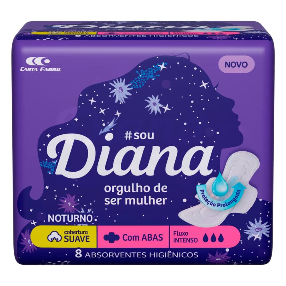 Imagem do produto ABSORVENTE DIANA NOTURNO COM ABAS COM 8 UNIDADES PACOTE COM 60