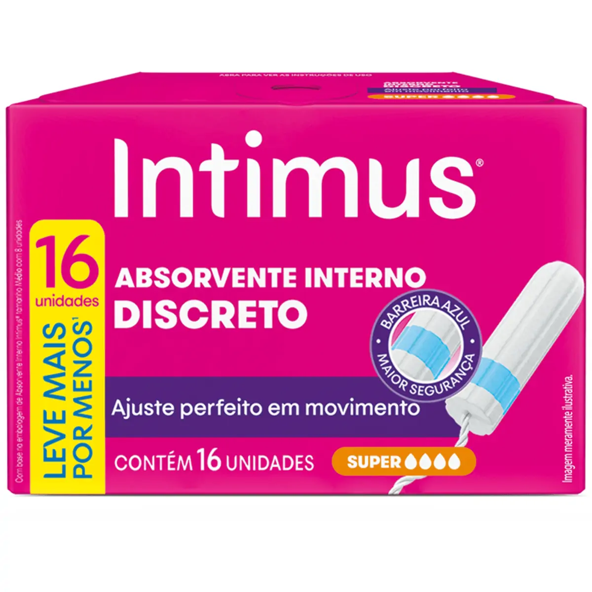 Imagem do produto ABSORVENTE INTERNO INTIMUS SUPER LEVE MAIS PAGUE MENOS COM 16 UNIDADES