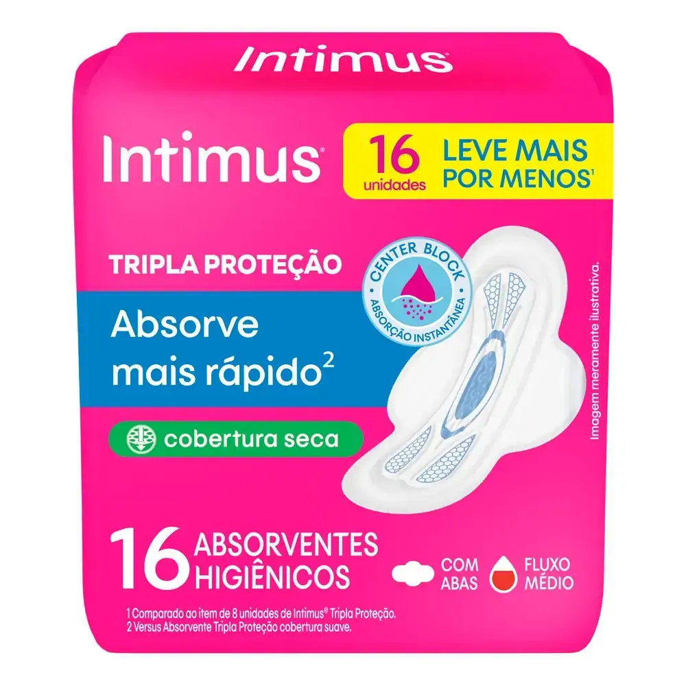 Imagem do produto ABSORVENTE INTIMUS TRIPLA PROTECAO SECA COM ABAS LEVE 16 PAGUE 14