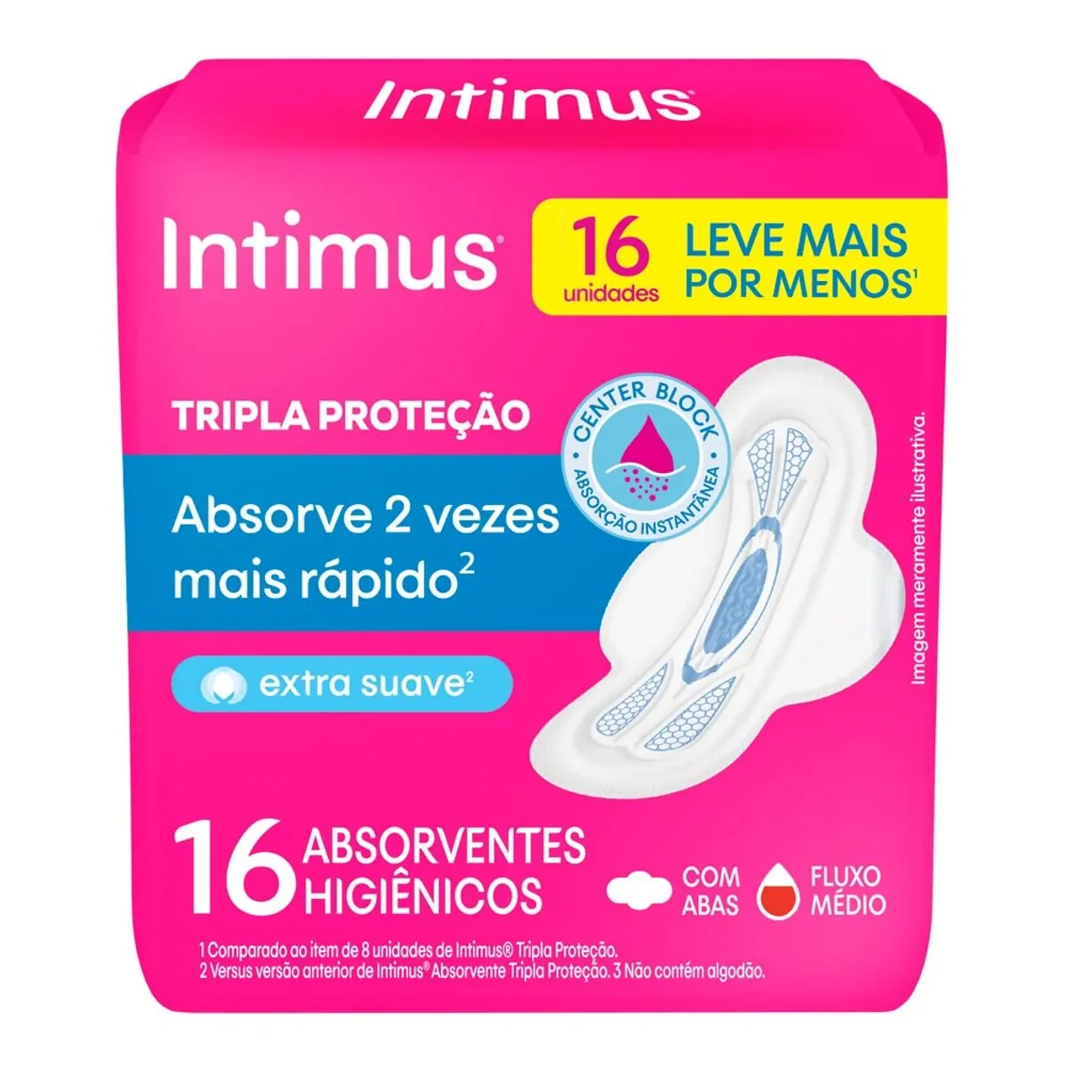 Imagem do produto ABSORVENTE INTIMUS TRIPLA PROTECAO SUAVE COM ABAS COM 16 UNIDADES