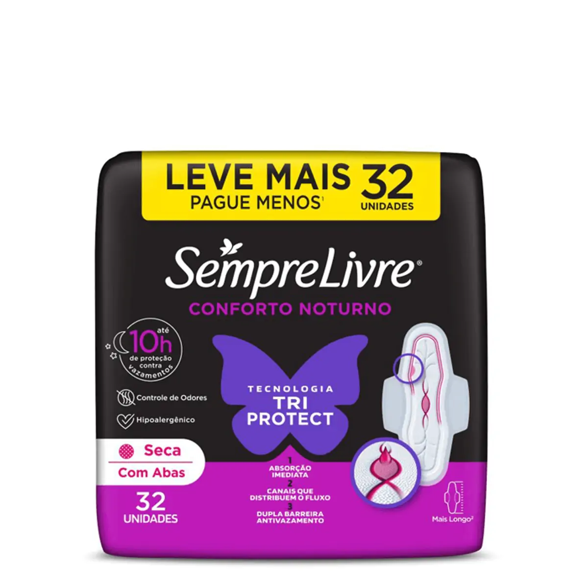 Imagem do produto ABSORVENTE SEMPRE LIVRE ADAPT SECA COM ABAS COM 32 UNIDADES