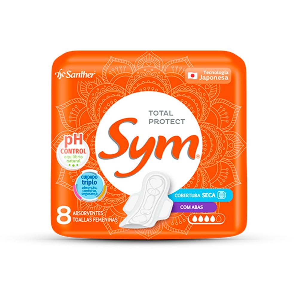 Imagem do produto ABSORVENTE SYM SECA COM ABAS COM 8 UNIDADES