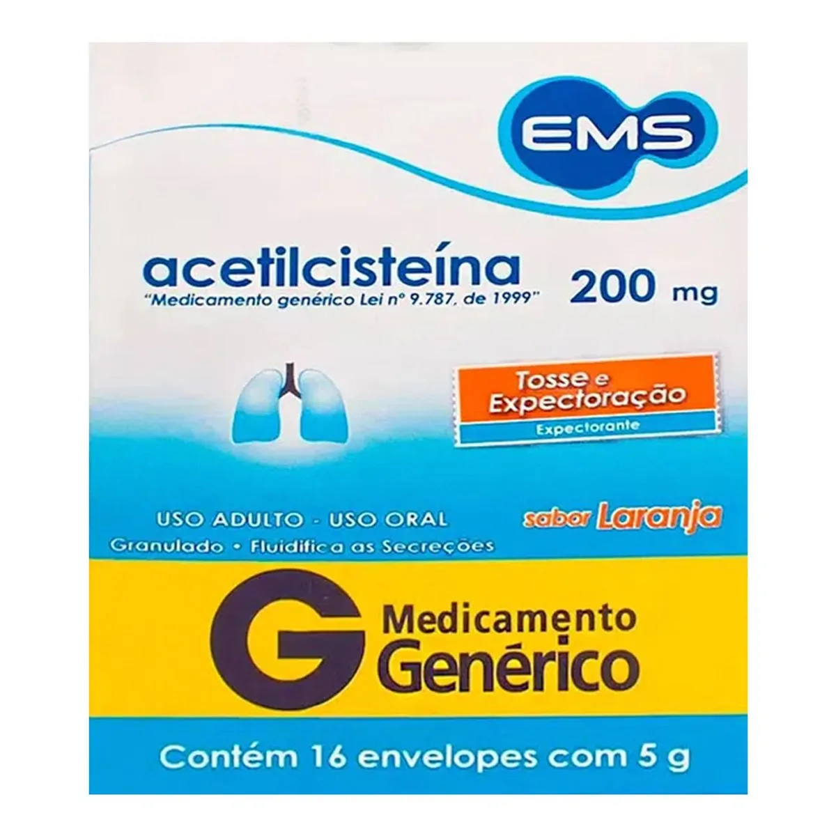 Thumbnail de ACETILCISTEINA 200MG COM 16 ENVELOPES 5G EMS