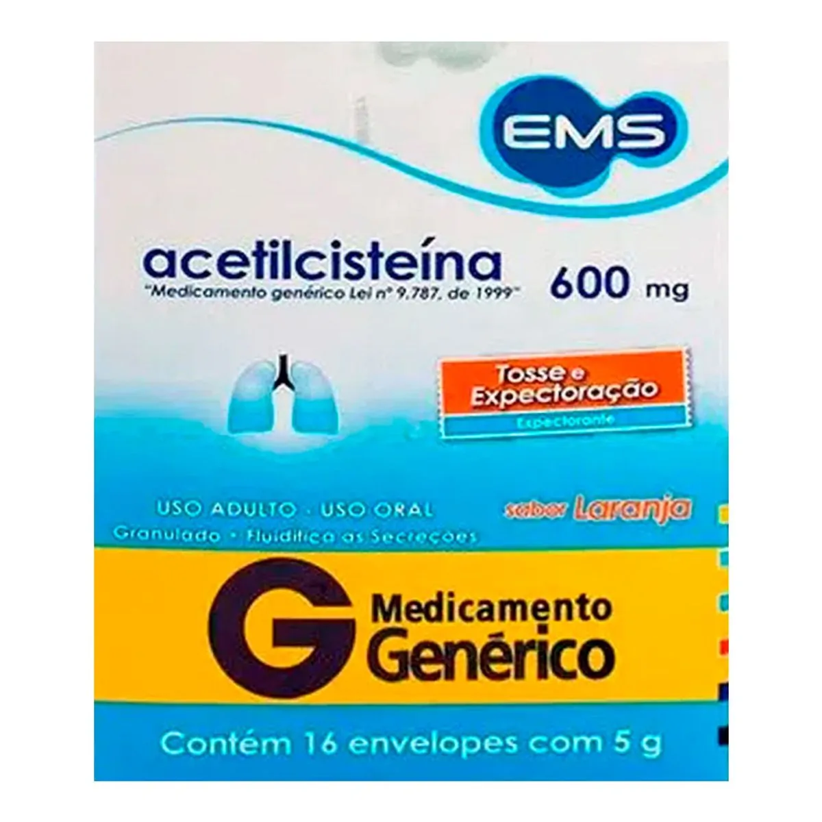 Imagem do produto ACETILCISTEINA 600MG GRANULADO 16 ENVELOPES 5G EMS