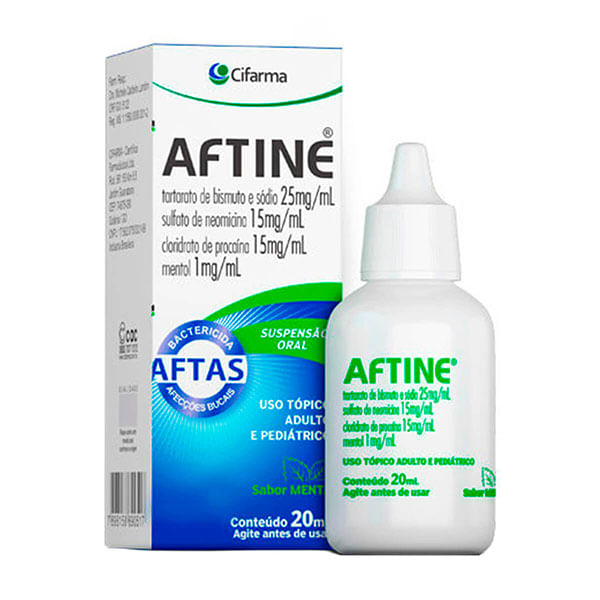 Thumbnail de AFTINE 15MG+25MG+1MG+15MG SUSPENSAO ORAL 20ML CIFARMA
