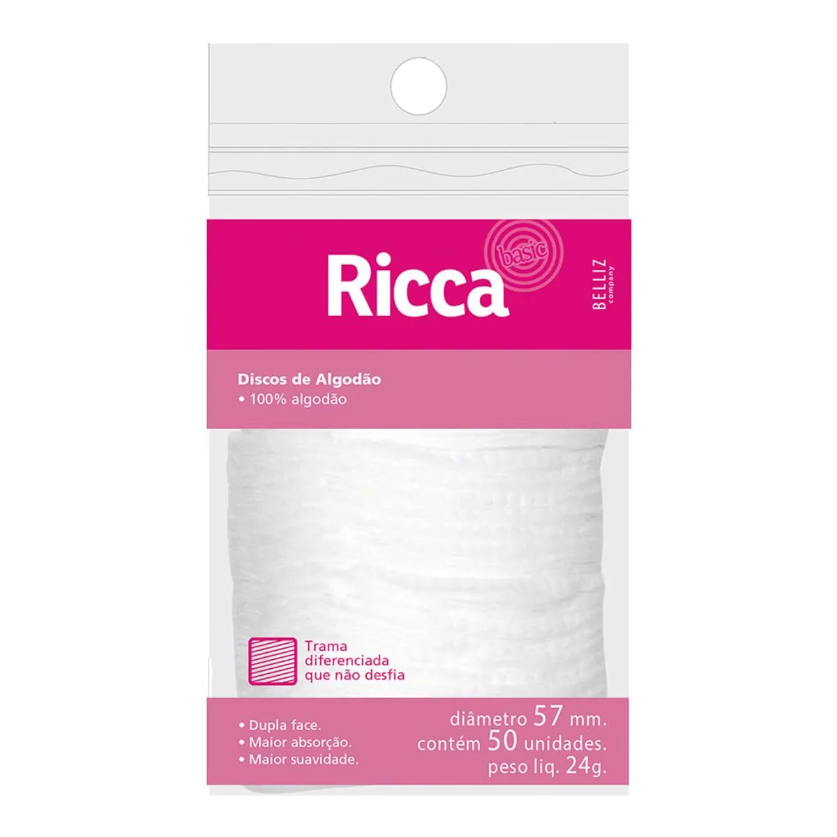 Imagem do produto ALGODAO EM DISCO RICCA 50 UNIDADES