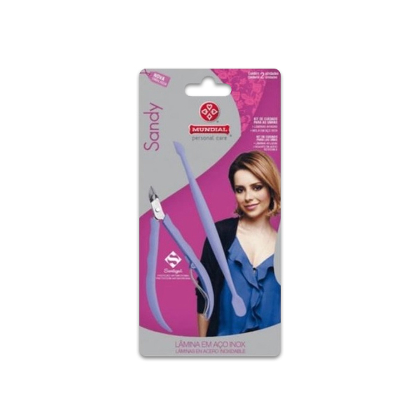 Imagem do produto ALICATE DE CUTICULA MUNDIAL SANDY COM ESPATULA LILAS