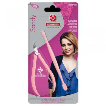 Imagem do produto ALICATE DE CUTICULA MUNDIAL SANDY COM ESPATULA ROSA