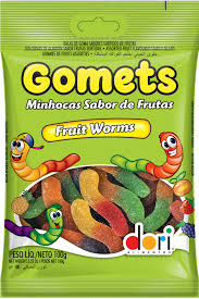 Imagem do produto BALA DE GOMA GOMETS MINHOCA FRUTAS 100GR