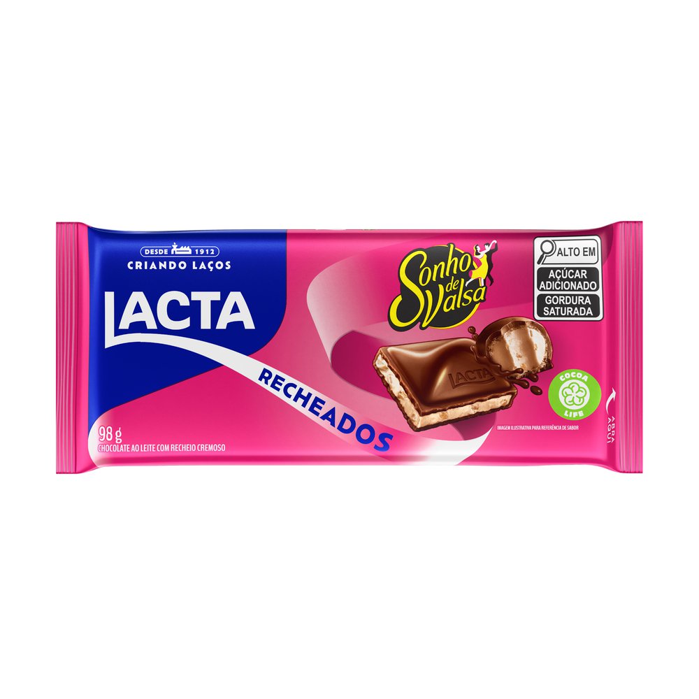 BARRA DE CHOCOLATE LACTA RECHEIO SONHO DE VALSA 98G