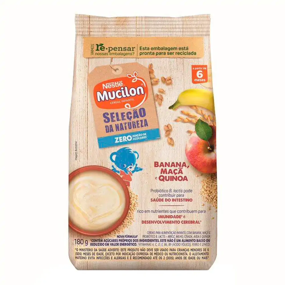 Imagem do produto BEBIDA LACTEA NESTLE MUCILON BANANA, MACA E QUINOA ZERO ACUCAR SACHE COM 180G