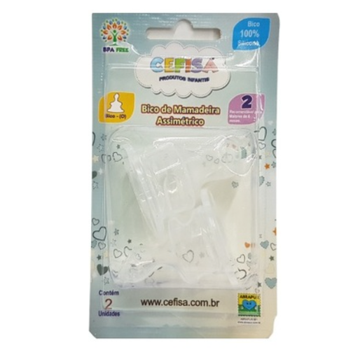 Imagem do produto BICO DE MAMADEIRA CEFISA SILICONE ASSIMETRICO COM 2 UNIDADES