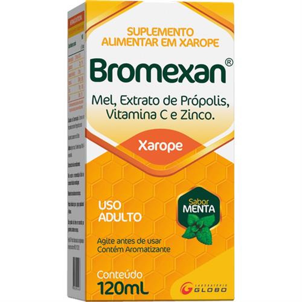Imagem do produto BROMEXAN MEL, EXTRATO DE PROPOLIS, VITAMINA C E ZINCO XAROPE 120ML GLOBO