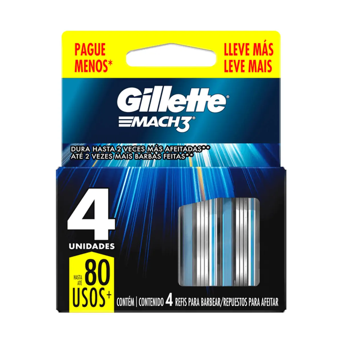 Imagem do produto CARGA DE BARBEADOR GILLETTE MACH3 COM 12 UNIDADES