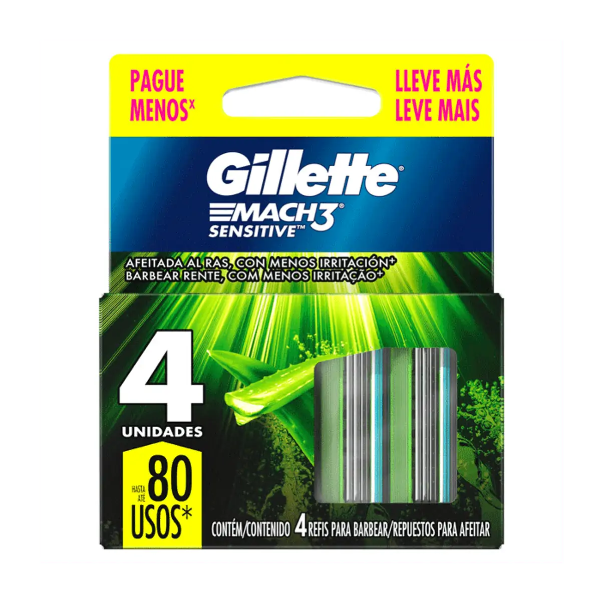 Imagem do produto CARGA DE BARBEADOR GILLETTE MACH3 SENSITIVE COM 4 UNIDADES