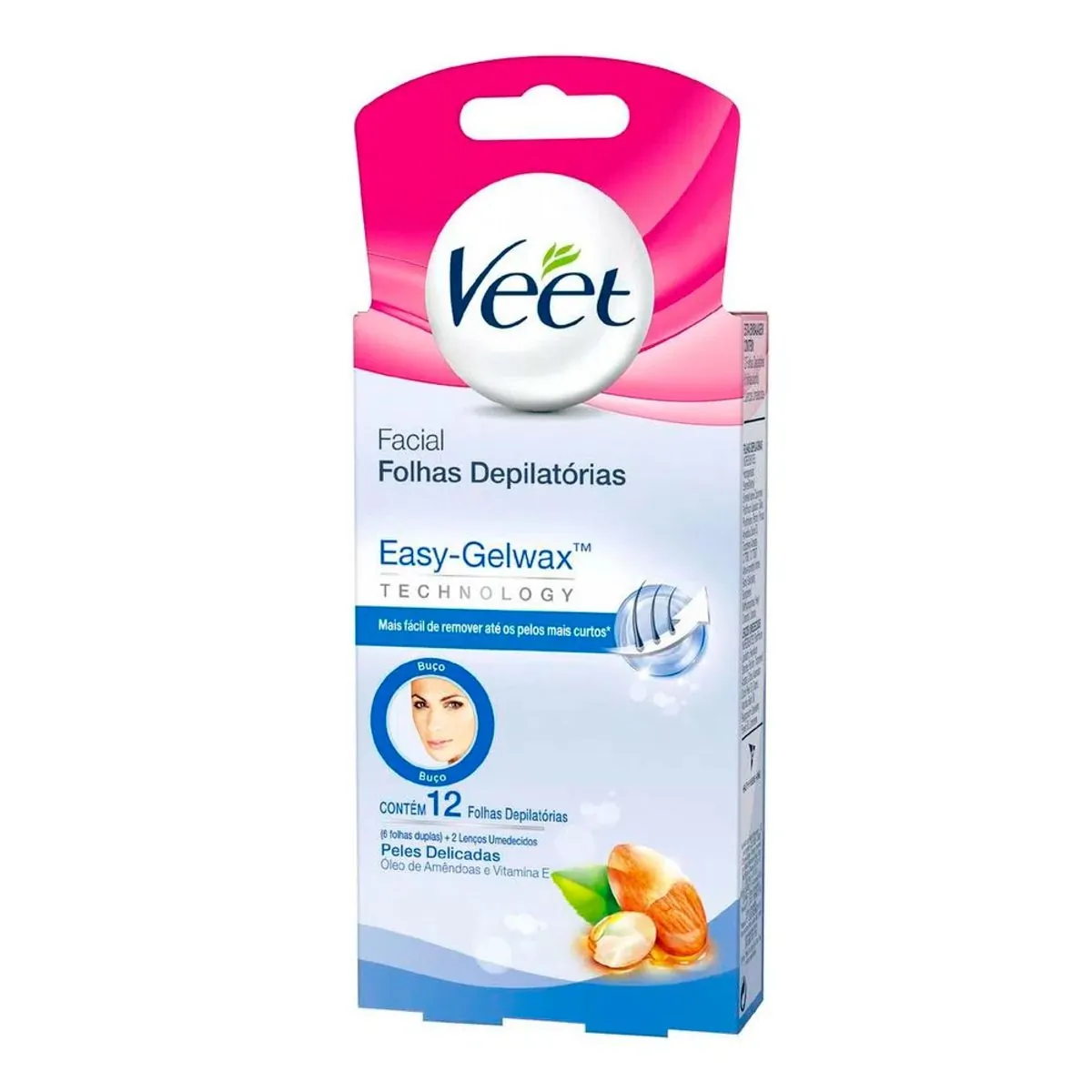 Imagem do produto CERA FRIA FACIAL DEPILATORIA VEET PELE DELICADA COM 12 FOLHAS