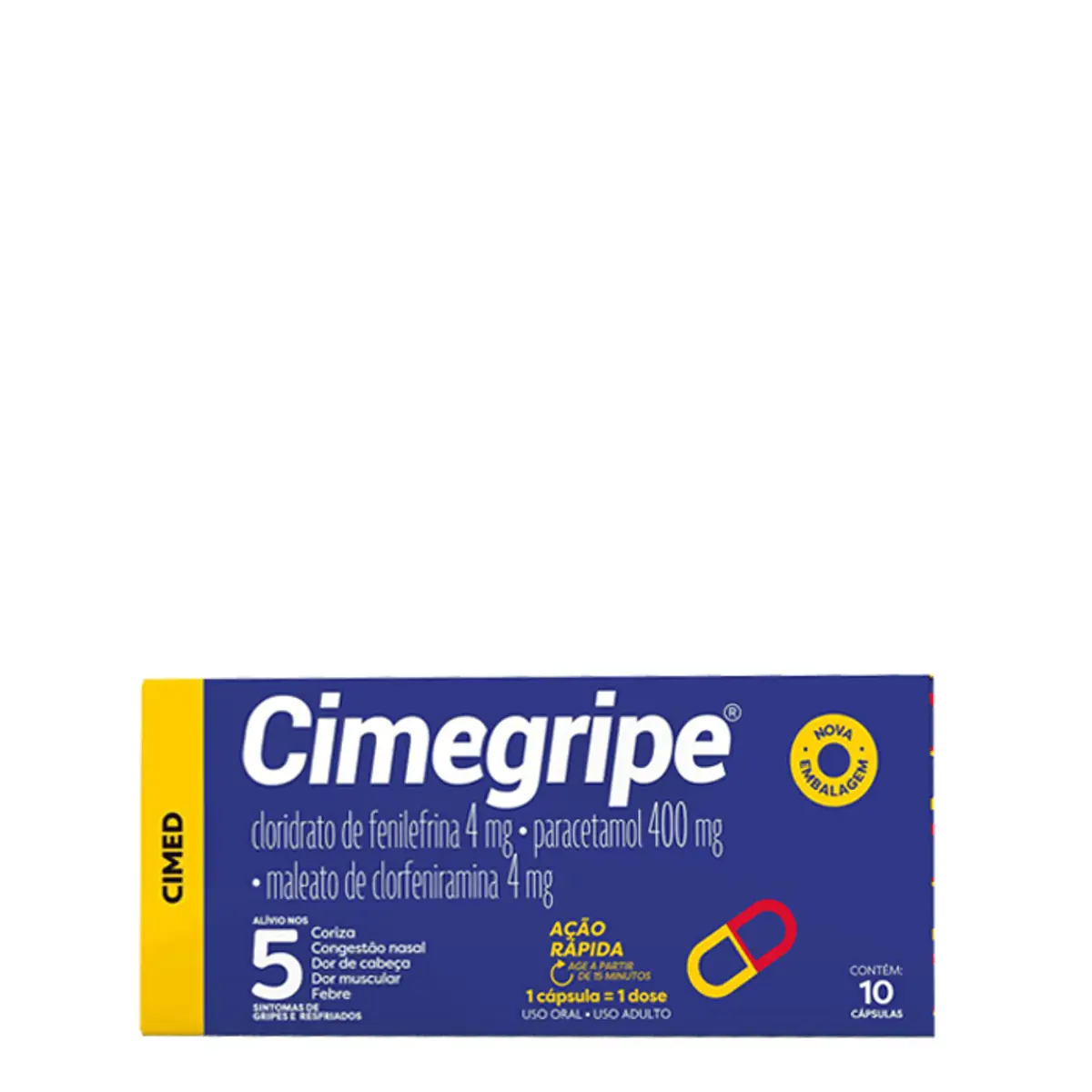 CIMEGRIPE 400MG+4MG+4MG COM 10 CAPSULAS CIMED