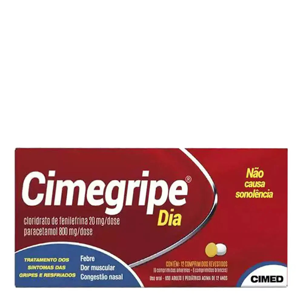 CIMEGRIPE DIA 400MG+400MG+20MG COM 12 COMPRIMIDOS CIMED