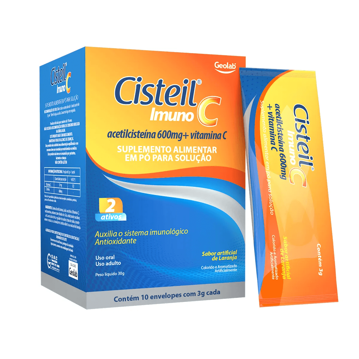 Imagem do produto CISTEIL IMUNO C COM 10 ENVELOPES 3G GEOLAB