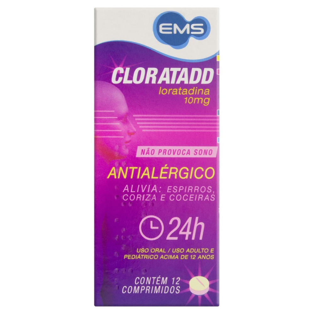 Imagem do produto CLORATADD 10MG EMS MARCAS CAIXA COM 12 COMPRIMIDOS