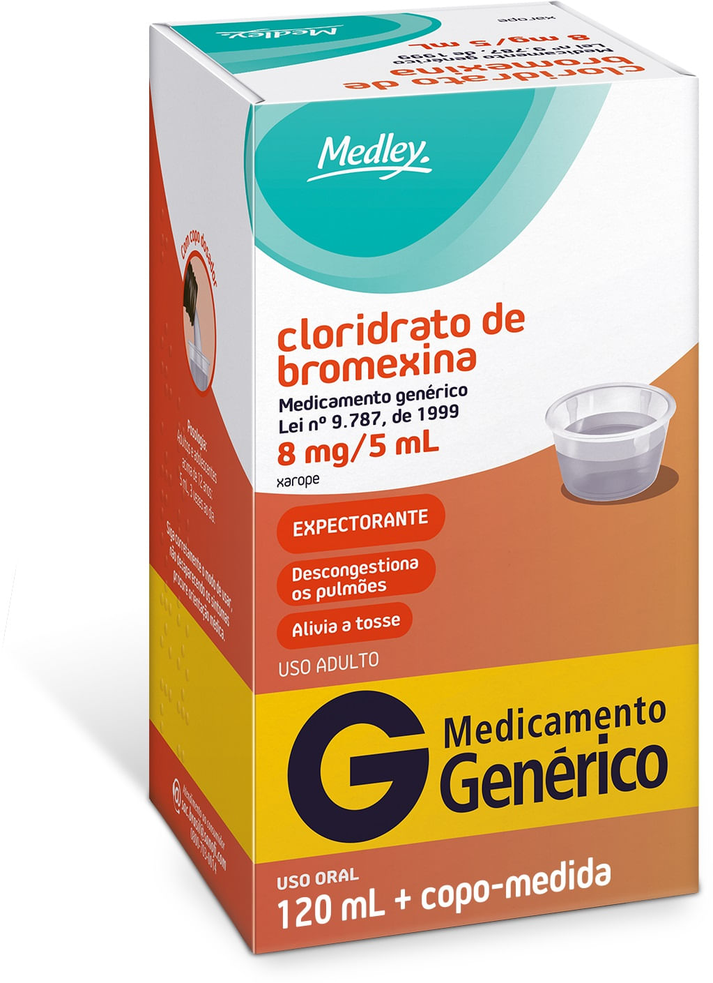 Imagem do produto CLORIDRATO DE BROMEXINA 8MG/5ML SANOFI MEDLEY XAROPE 120ML