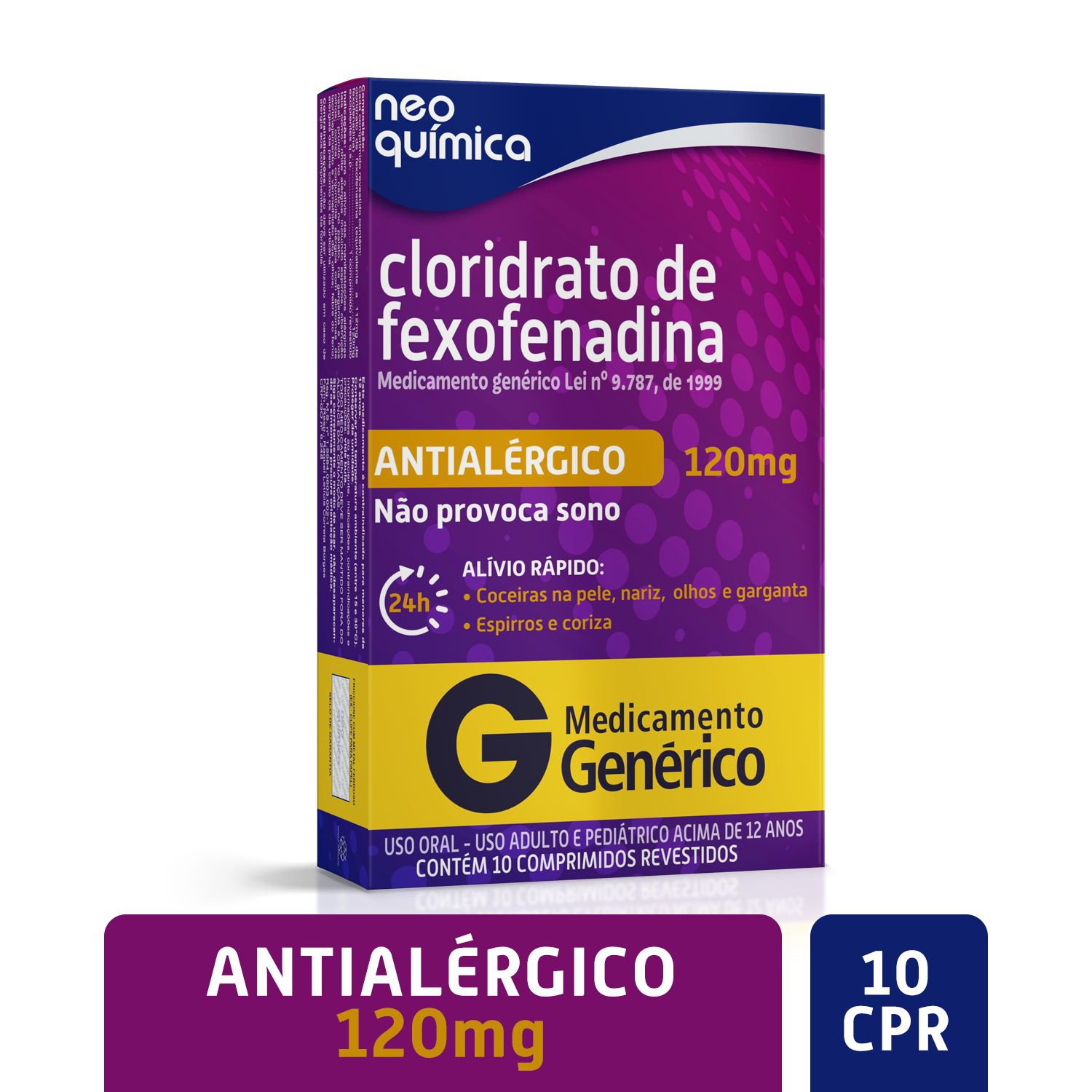 Imagem do produto CLORIDRATO DE FEXOFENADINA 120MG NEO QUIMICA CAIXA COM 10 COMPRIMIDOS