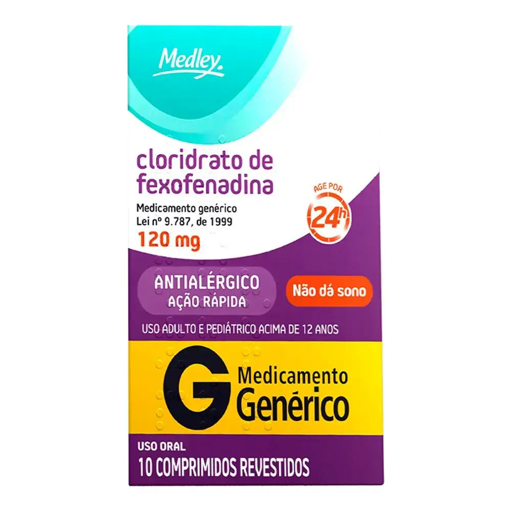 Imagem do produto CLORIDRATO DE FEXOFENADINA 120MG SANOFI MEDLEY CAIXA COM 10 COMPRIMIDOS REVESTIDOS