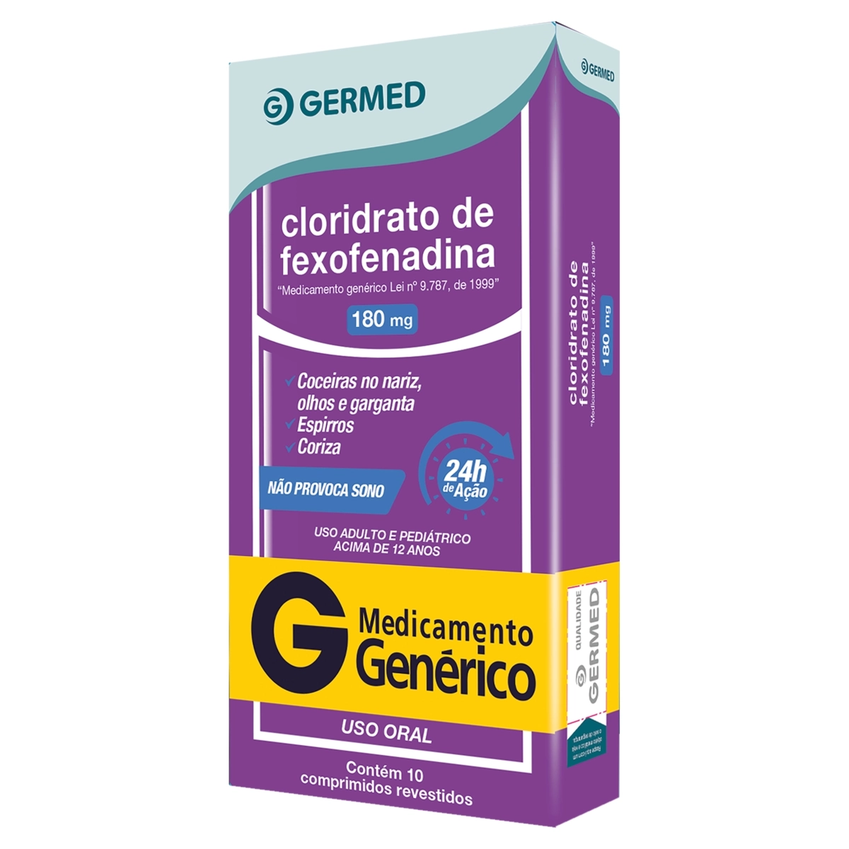 Imagem do produto CLORIDRATO DE FEXOFENADINA 180MG GERMED GENERICOS CAIXA COM 10 COMPRIMIDOS REVESTIDOS