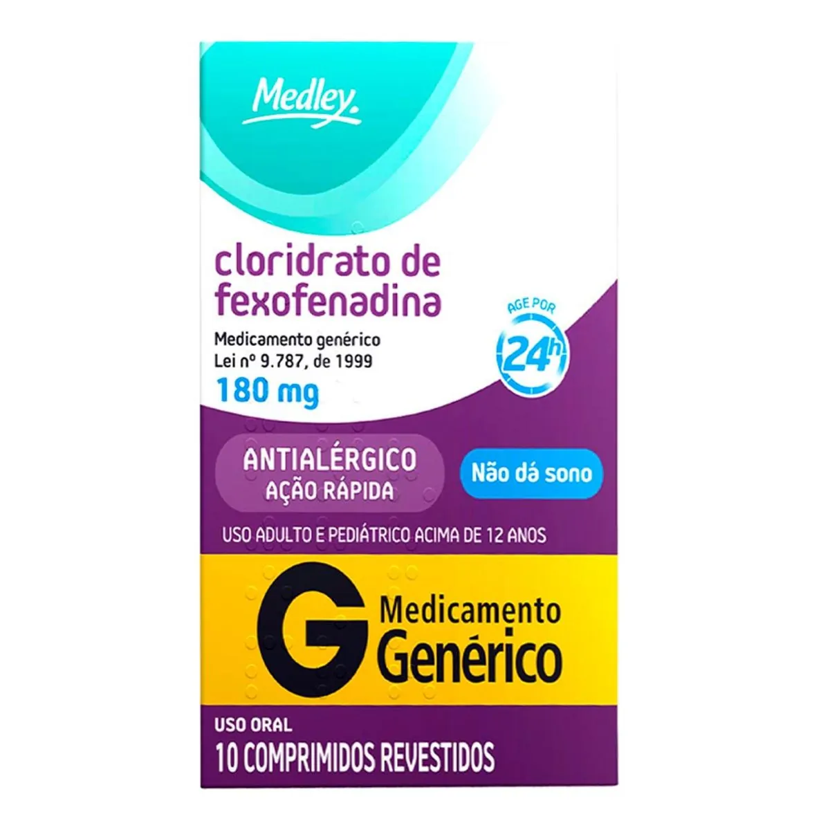 Imagem do produto CLORIDRATO DE FEXOFENADINA 180MG SANOFI MEDLEY CAIXA COM 10 COMPRIMIDOS REVESTIDOS