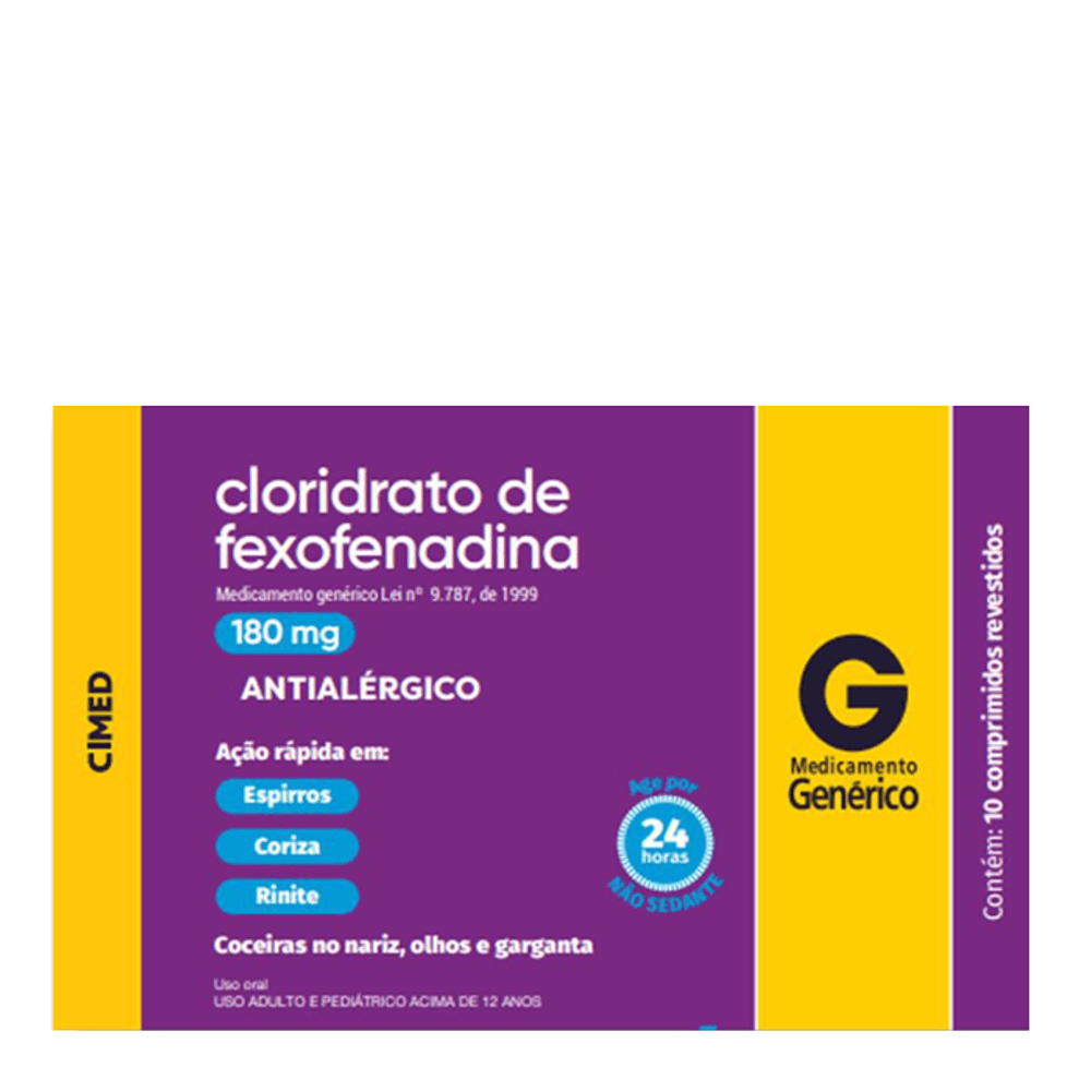 Imagem do produto CLORIDRATO DE FEXOFENADINA 180MG UNICHEM CAIXA COM 10 COMPRIMIDOS REVESTIDOS