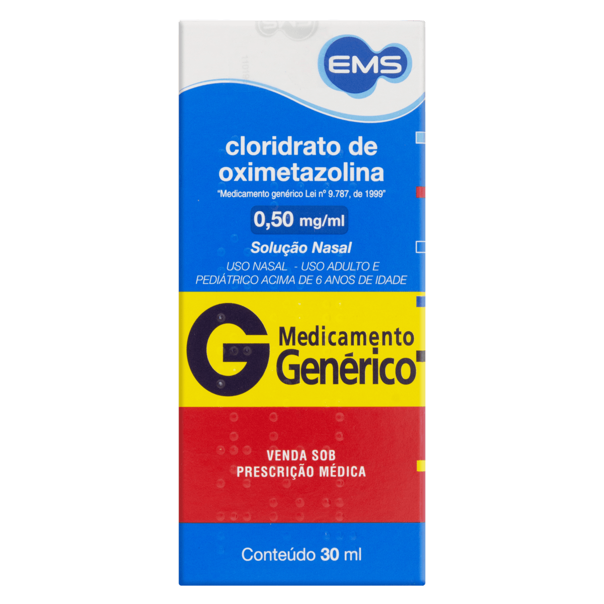 Imagem do produto CLORIDRATO DE OXIMETAZOLINA 0.50MG EMS GENERICO SOLUCAO NASAL 30ML