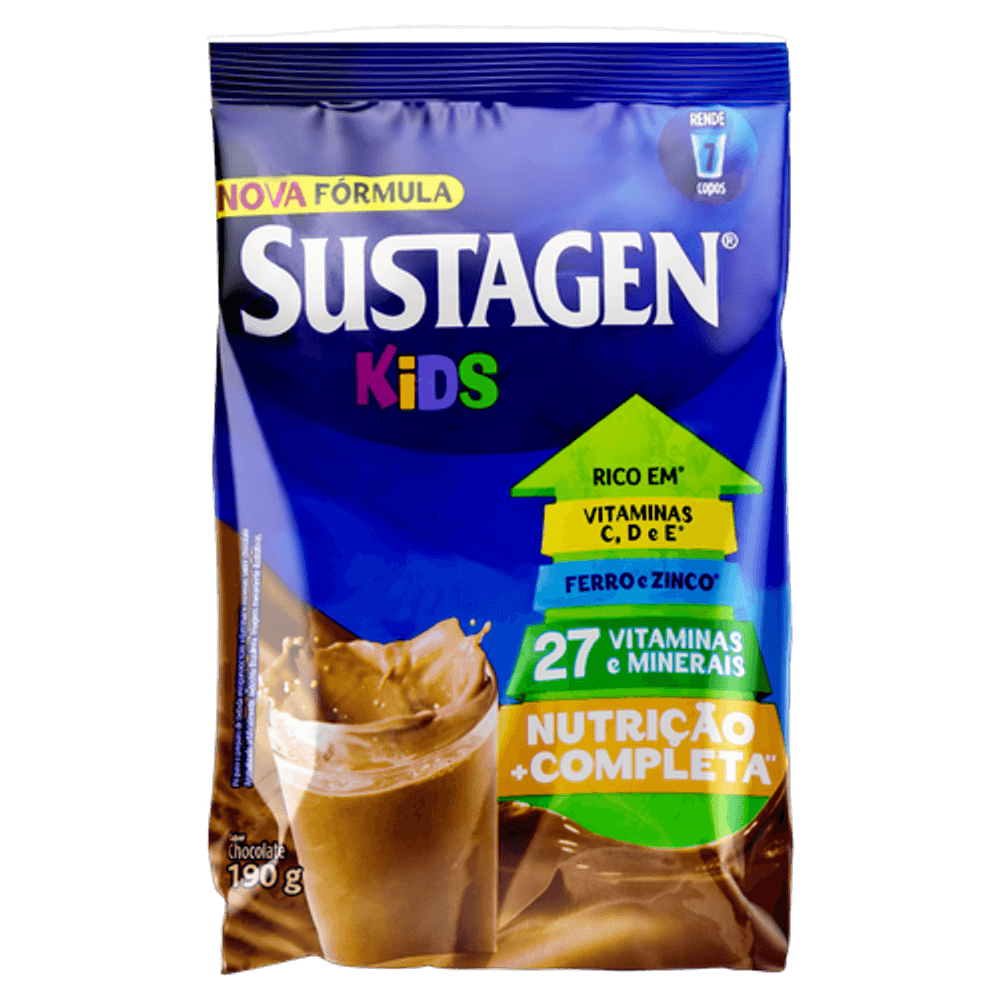 Imagem do produto COMPLEMENTO ALIMENTAR SUSTAGEN KIDS SABOR CHOCOLATE SACHET 190G