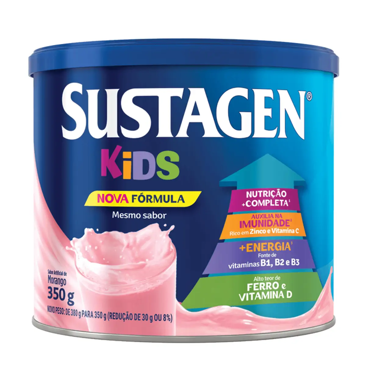 Imagem do produto COMPLEMENTO ALIMENTAR SUSTAGEN KIDS SABOR MORANGO LATA 380G