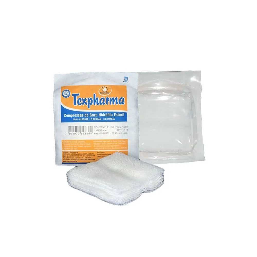 Imagem do produto COMPRESSA DE GAZE TEXPHARMA 11 FIOS PACOTE COM 10 UNIDADES