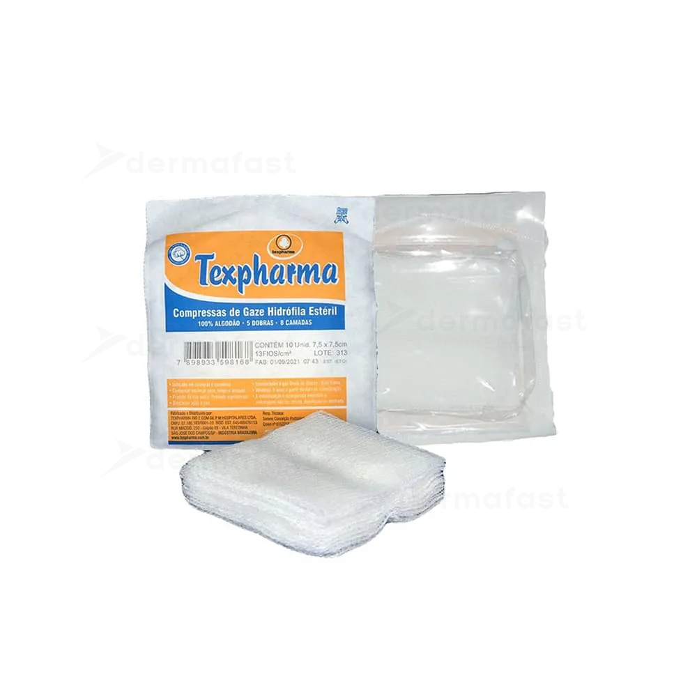Imagem do produto COMPRESSA DE GAZE TEXPHARMA 13 FIOS PACOTE COM 10 UNIDADES