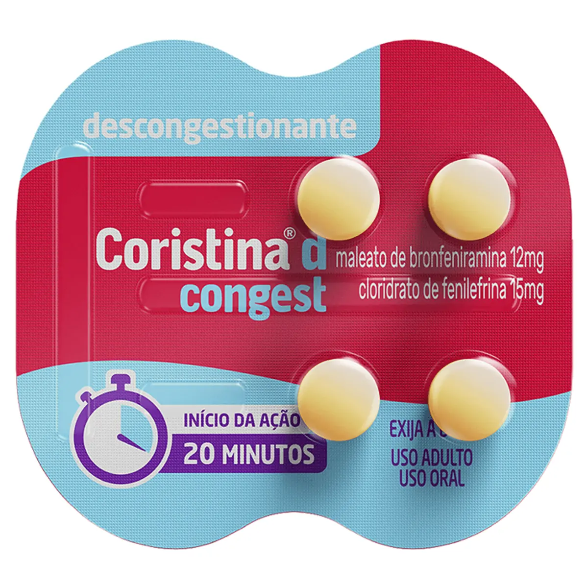 CORISTINA D CONGEST MANTECORP CARTELA COM 4 COMPRIMIDOS