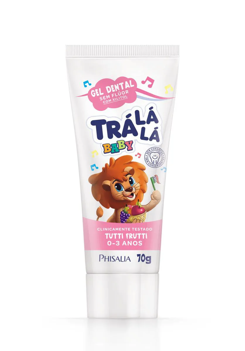 CREME DENTAL INFANTIL EM GEL TRALALA BABY SEM FLUOR TUTTI-FRUTTI 70G