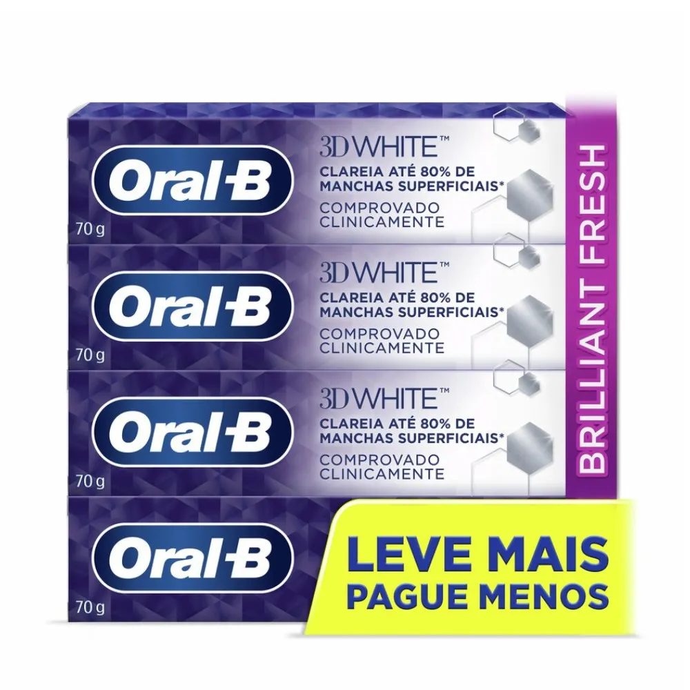 Imagem do produto CREME DENTAL ORAL-B 3D WHITE COM 4 UNIDADES 70G