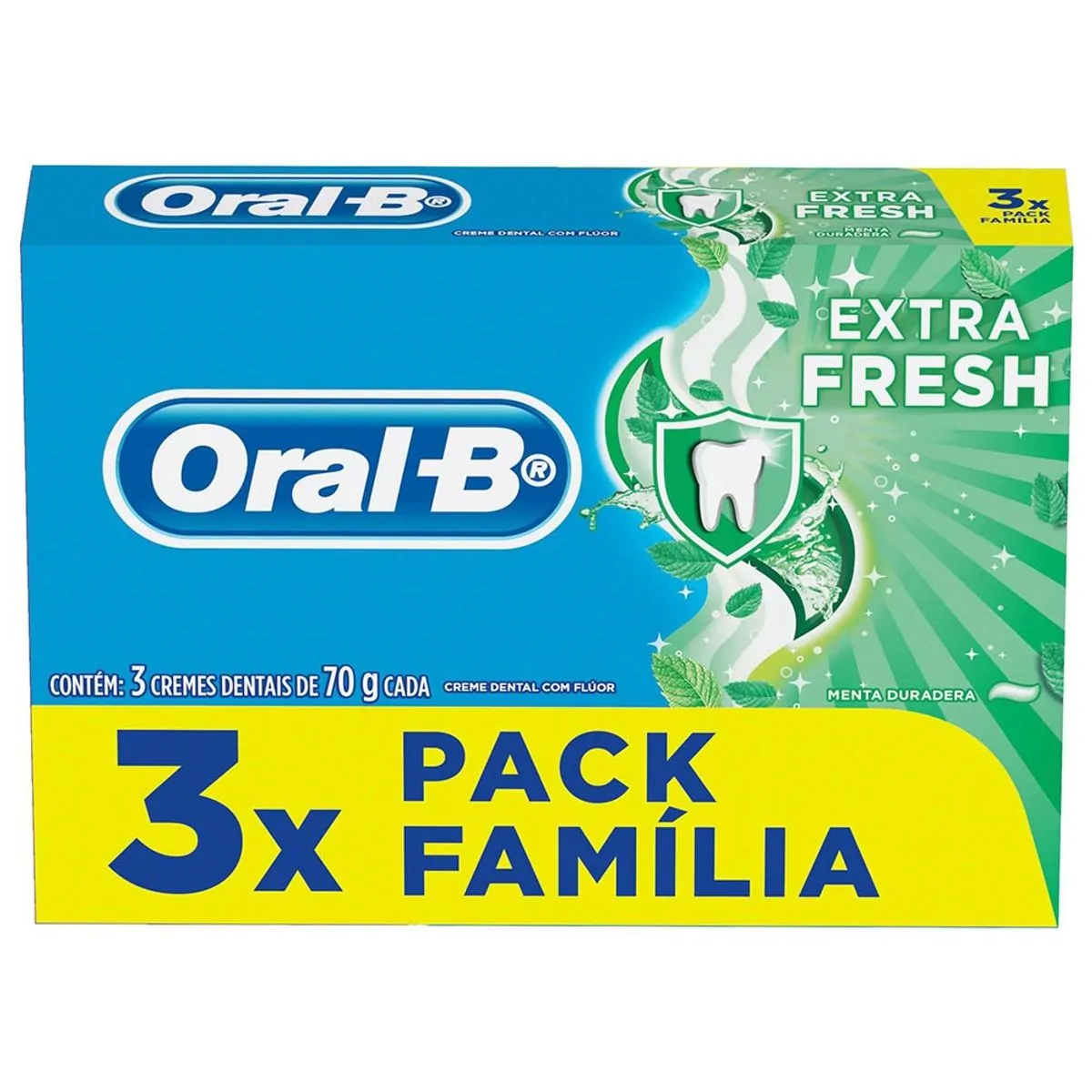 Imagem do produto CREME DENTAL ORAL-B MENTA EXTRA FRESH 70G COM 3 UNIDADES