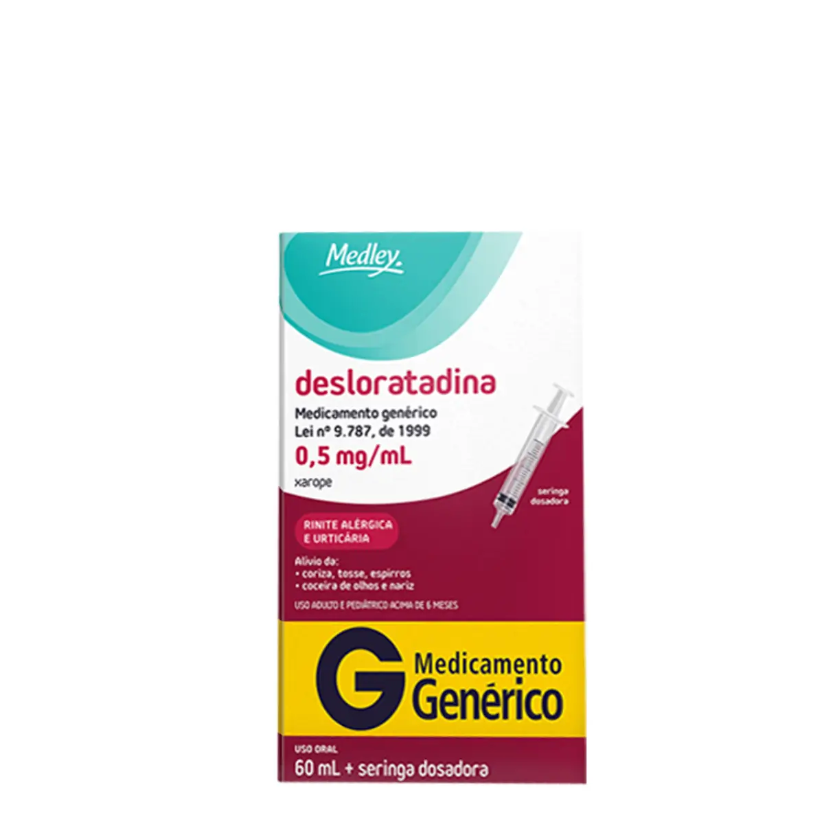 Imagem do produto DESLORATADINA 0,5MG XAROPE FRASCO COM 60ML E SERINGA DOSADORA