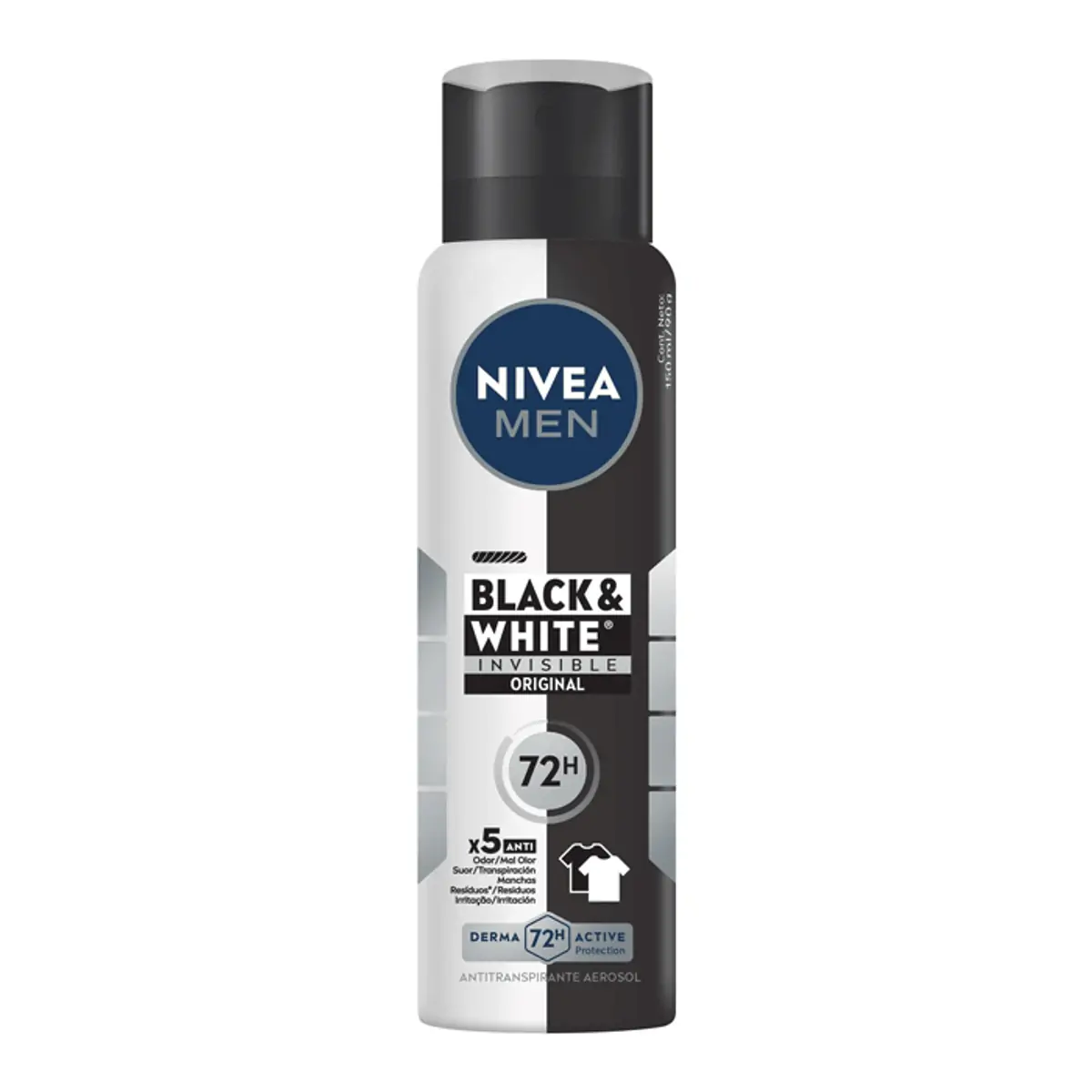 Imagem do produto DESODORANTE AEROSOL NIVEA MASCULINO BLACK E WHITE INVISIBLE POWER 150ML