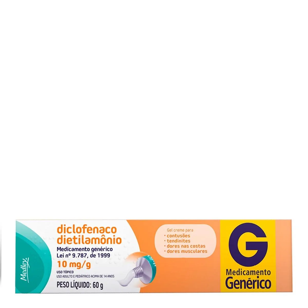 Thumbnail de DICLOFENACO DIETILAMONIO 10MG/G GEL DERMATOLOGICO MEDLEY GENERICO BISNAGA COM 60G