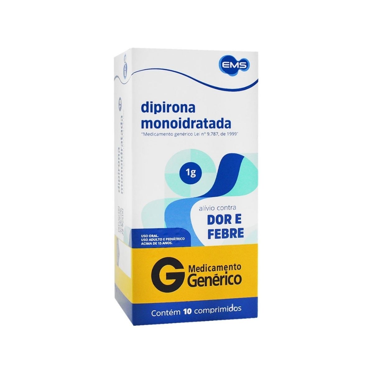 Thumbnail de DIPIRONA MONOIDRATADA 1G EMS GENERICO CAIXA COM 10 COMPRIMIDOS