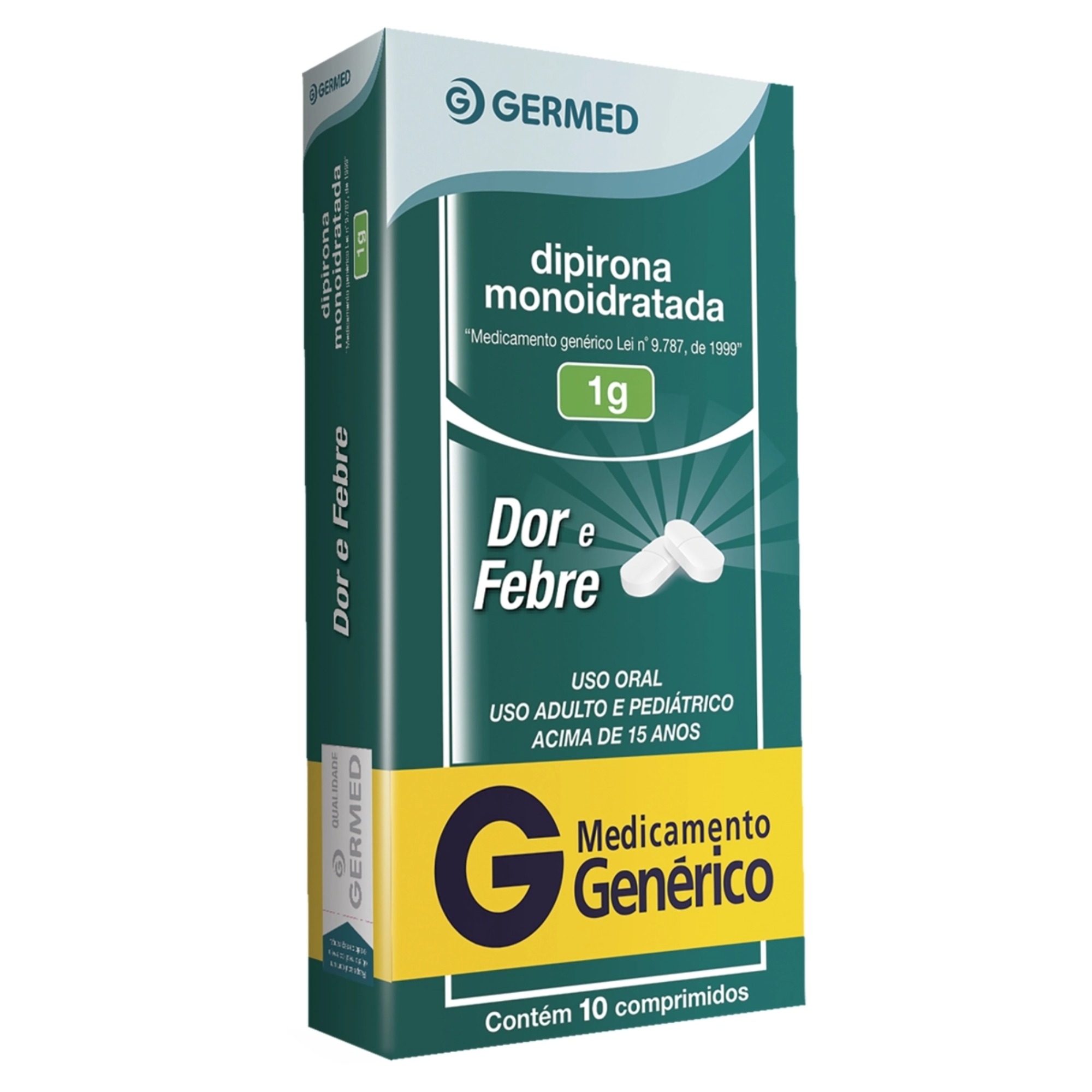 Imagem do produto DIPIRONA MONOIDRATADA 1G GERMED GENERICOS CAIXA COM 10 COMPRIMIDOS
