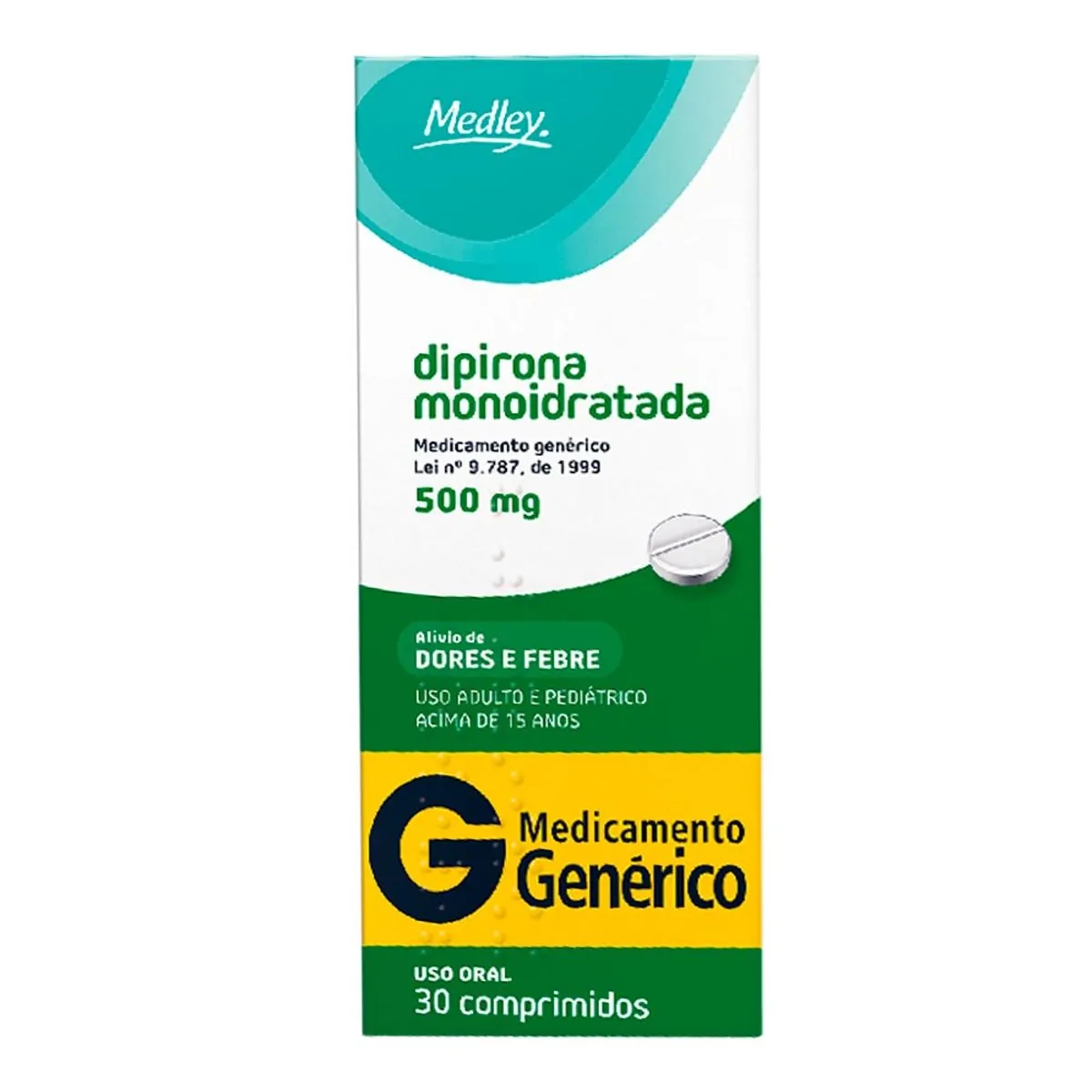 Imagem do produto DIPIRONA MONOIDRATADA 500MG MEDLEY GENERICO CAIXA COM 30 COMPRIMIDOS