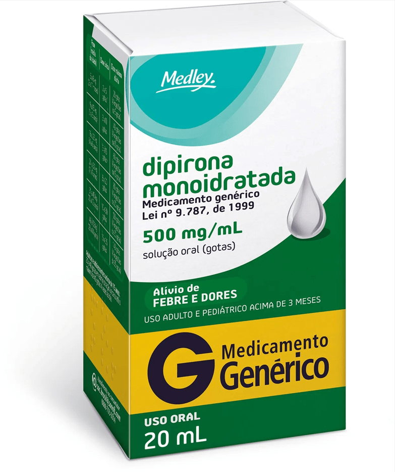 Imagem do produto DIPIRONA MONOIDRATADA 500MG/ML SOLUCAO ORAL MEDLEY GENERICO FRASCO GOTAS COM 20ML