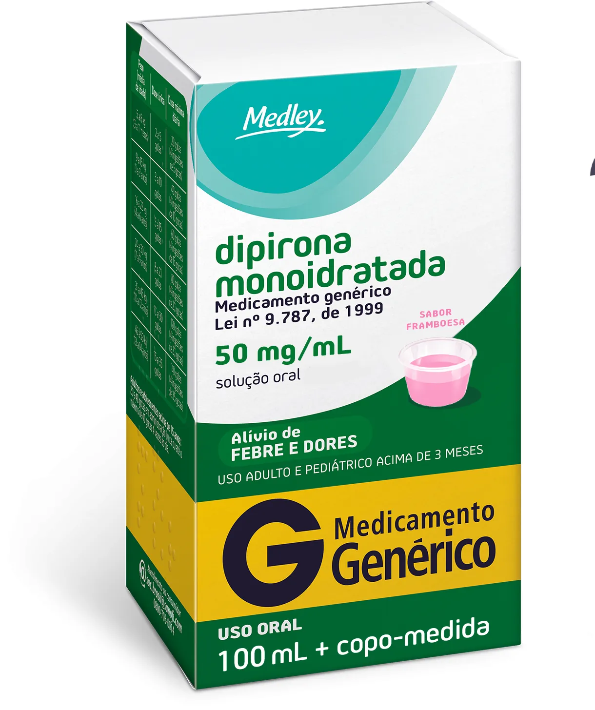 Imagem do produto DIPIRONA MONOIDRATADA 50MG/ML SOLUCAO ORAL MEDLEY GENERICO COM 100ML E COPO MEDIDA